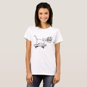 Check Meowt Punny Skateboarding Cat Black White T-shirt (Voorkant volledig)