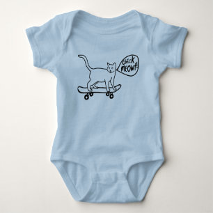 Check Meowt Punny Skateboarding Cat Romper