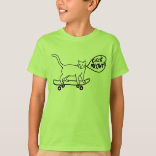 Check Meowt Punny Skateboarding Cat T-Shirt