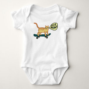Check Meowt Punny Skateboarding Tabby Cat Romper