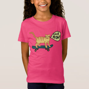 Check Meowt Punny Skateboarding Tabby Cat T-shirt