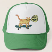 Check Meowt Punny Skateboarding Tabby Cat Trucker Pet (Voorkant)