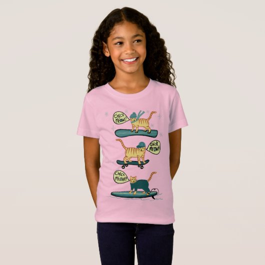 Check Meowt. Skateboard Snowboard Surfer Tabblad C T-shirt (Voorkant volledig)