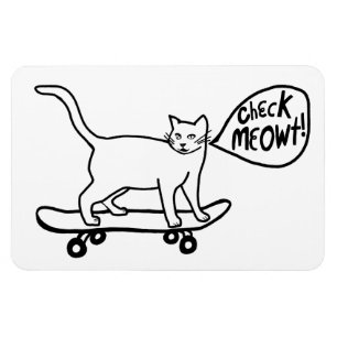 Check Meowt. Skateboarding Kitty Cat Magneet