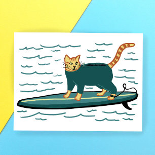 Check Meowt. Surfer Tabby Cat AANPASSEN IT Briefkaart