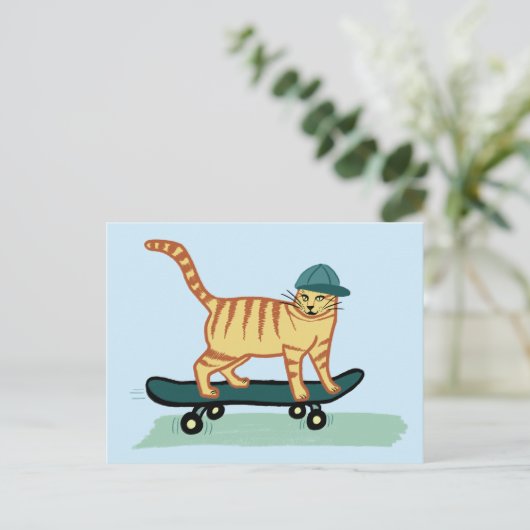 Check Meowt. Tabblad 'Skateboarden' Kat AANPASSEN Briefkaart (Staand voorkant)