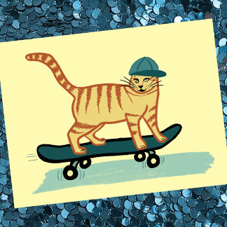 Check Meowt. Tabblad 'Skateboarden' Kat AANPASSEN Briefkaart