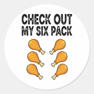 Check Out Mijn Kippenpoot Six Pack Ronde Sticker