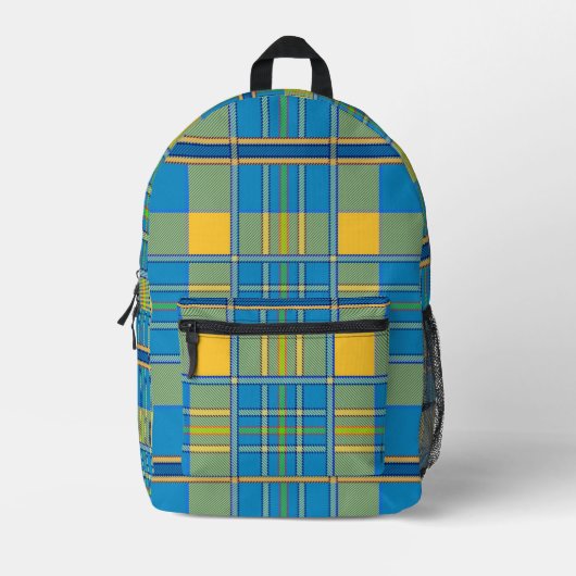 Check Plaid Blauw Groen Geel Rugzak (Voorkant)