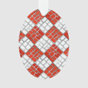 CHECK ROUGE MOSAIC Acrylique Oval Ornement
