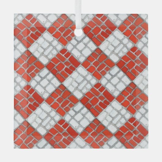 CHECK ROUGE MOSAIC Carré en verre Ornement (Recto)