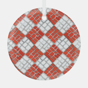 CHECK ROUGE MOSAIC Cercle en verre ornement