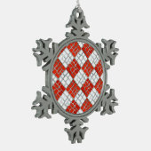 CHECK ROUGE MOSAIC Pewter Snowflake Ornement (Gauche)