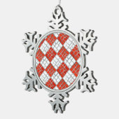 CHECK ROUGE MOSAIC Pewter Snowflake Ornement (Vue impression)