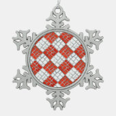 CHECK ROUGE MOSAIC Pewter Snowflake Ornement (Devant)