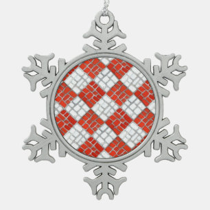 CHECK ROUGE MOSAIC Pewter Snowflake Ornement
