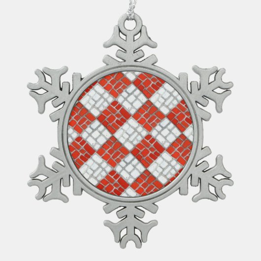 CHECK ROUGE MOSAIC Pewter Snowflake Ornement (Devant)