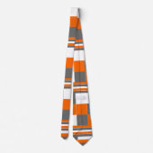 Check Stripe Oranje Grey Cool Summer Patroon Stropdas (Achterkant)