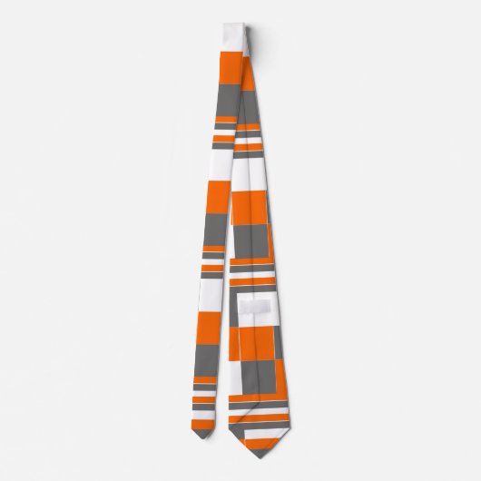 Check Stripe Oranje Grey Cool Summer Patroon Stropdas (Achterkant)