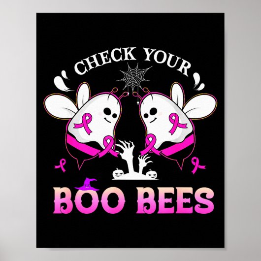 Check Your Boo Bees Funny Breast Cancer Halloween  Poster (Voorkant)