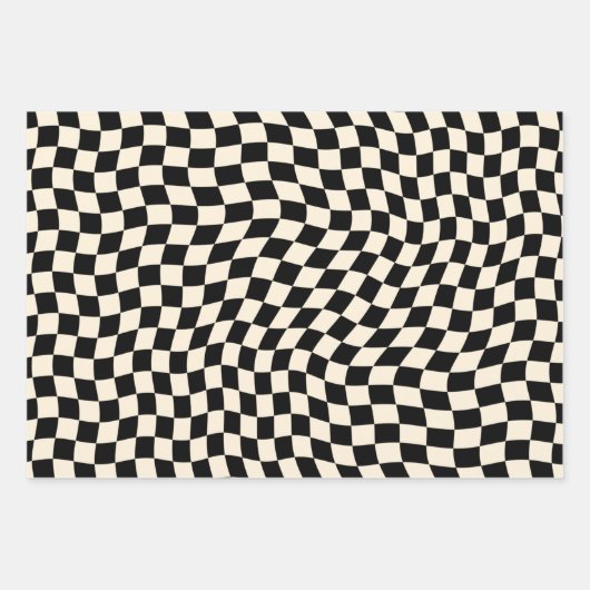  checkboard zwart-wit Modern Trendy Inpakpapier Vel (Voorkant)