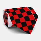 Checker Black/Red Stropdas (Opgerold)