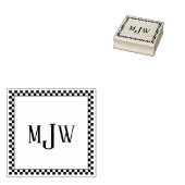 Checker Board Lijst Monogram Rubber Stamp Rubberstempel (Gestempeld)