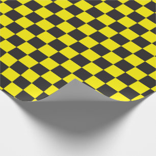 Checker Checkerboard met zwarte & [geel] Cadeaupapier
