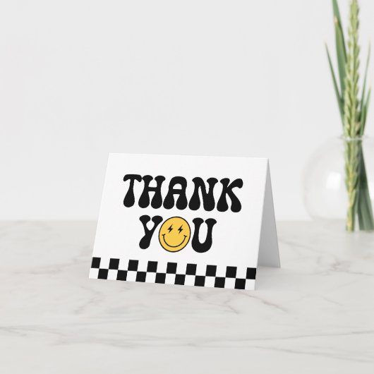Checker Happy Face Verjaardag Dank je kaart (Voorkant)