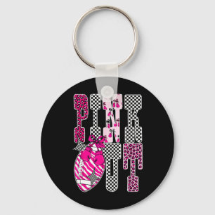 Checker Leopard Pink Out Football borstkanker AW Sleutelhanger