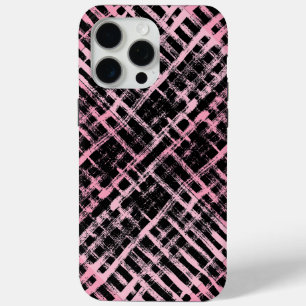 Checker Patroon -06P.Pink Zwart BG iPhone 15 Pro Max Hoesje