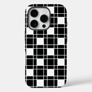 Checker patroon in zwart en wit iPhone 16 pro hoesje