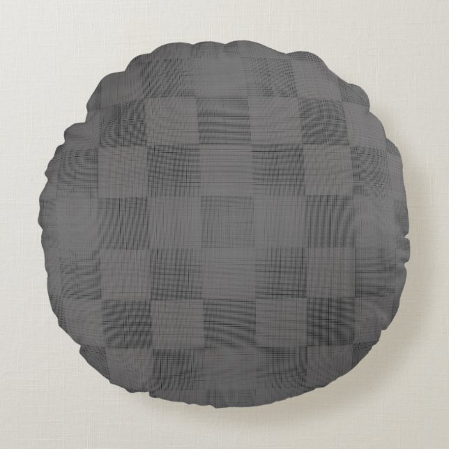 Checker Pattern 04x4w DGrey BG Rond Kussen (Voorkant)