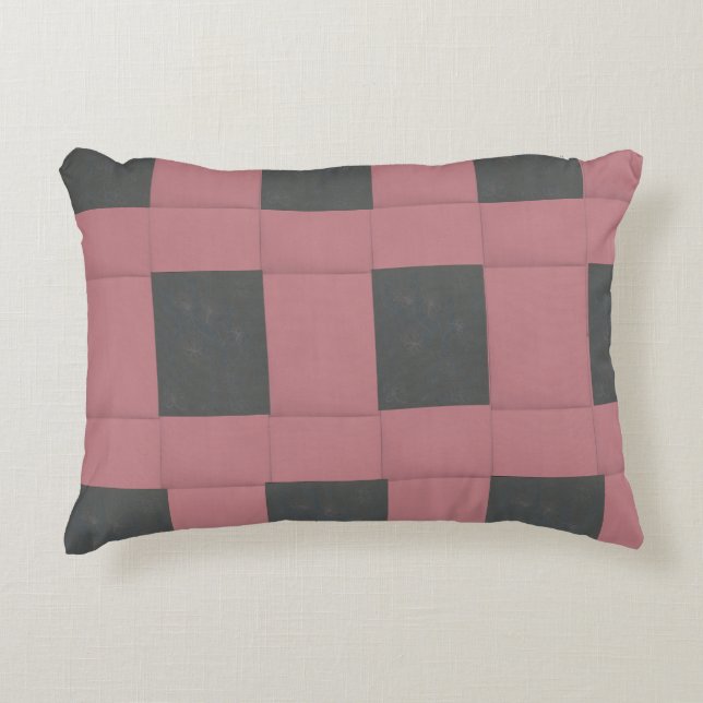 Checker Pink Flower Abstract Accent Kussen (Voorkant)