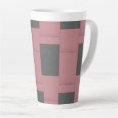 Checker Pink Flower Abstract Latte Mok (Rechterhoek)
