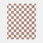 Checker vierkanten mocha bruin wit geometrische re fleece deken (Voorkant)