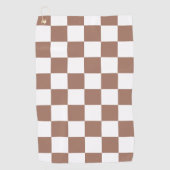 Checker vierkanten mocha bruin wit geometrische re golfhanddoek (Voorkant)