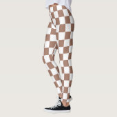 Checker vierkanten mocha bruin wit geometrische re leggings (Links)