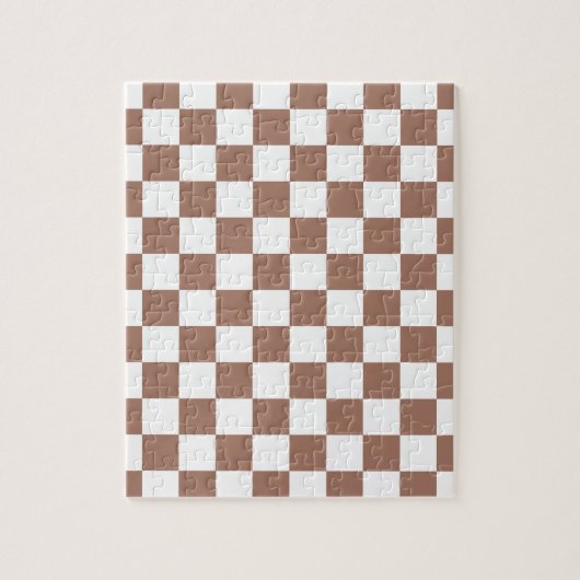 Checker vierkanten mocha bruin wit geometrische re legpuzzel (Verticaal)