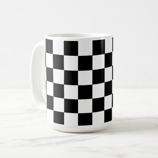 Checkerboard Black and White Retro Mok Cup (Voorkant links)