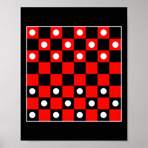 Checkerboard Checker bordspellen Zwart en Rood Hal Poster