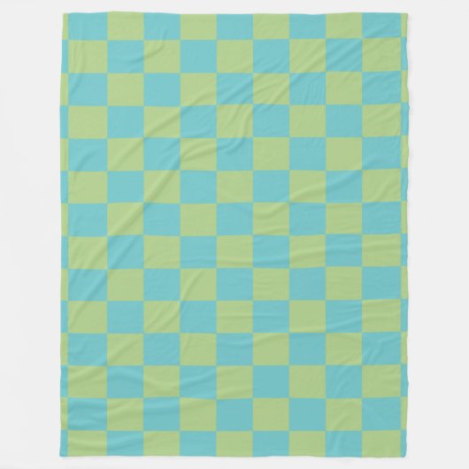 Checkerboard Checkered Pattern in Blue en Green Fleece Deken (Voorkant)