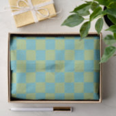 Checkerboard Checkered Pattern in Blue en Green Tissuepapier (Geschenk)