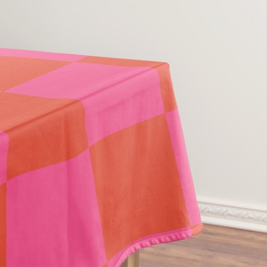 Checkerboard Checkered Pattern in Pink and Oranje Tafelkleed (Voorbeeld)