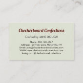 Checkerboard Confections Bakkerij Nostalgie Retro Visitekaartje (Achterkant)
