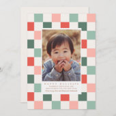 Checkerboard Foto Vakantie Kaart (Voorkant / Achterkant)