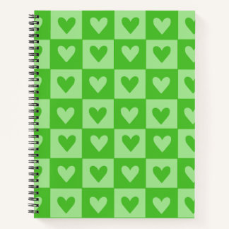 Checkerboard Green Heart Notitieboek