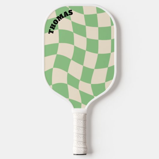 Checkerboard Groovy Retro naam Pickleball Paddle (Voorkant)