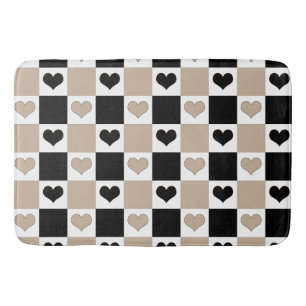 Checkerboard Harten in Taupe, Zwart en Wit Badmat