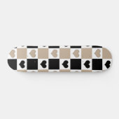 Checkerboard Harten in Taupe, Zwart en Wit Skateboard (Horizontaal)